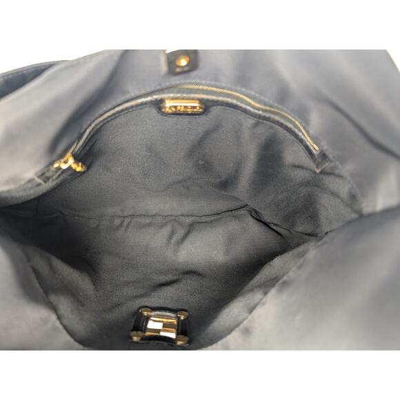Authentic Vintage Fendi Black Nylon Hobo Shoulder Bag Gold FF Logo Italy - Picture 6 of 13